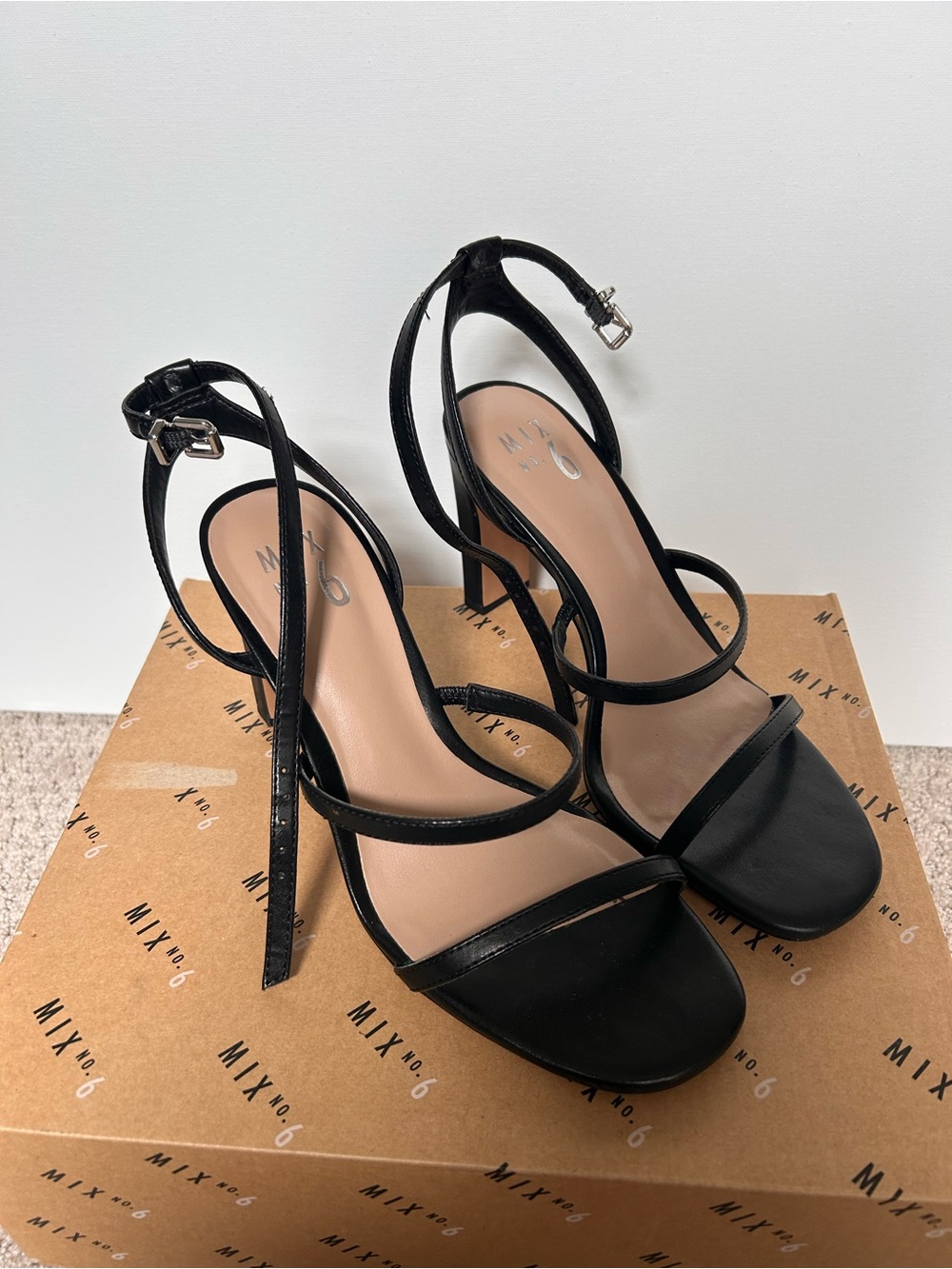 Mix No. 6 Black Strappy Stiletto Sandals